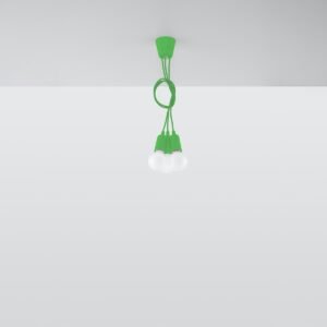 Pendant Lamp Diego 3 Green Multi Pendants Great Lighting UK Ltd