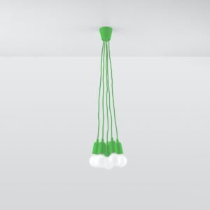 Pendant Lamp Diego 5 Green Multi Pendants Great Lighting UK Ltd