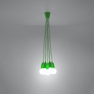 Pendant Lamp Diego 5 Green Multi Pendants Great Lighting UK Ltd
