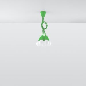 Pendant Lamp Diego 5 Green Multi Pendants Great Lighting UK Ltd