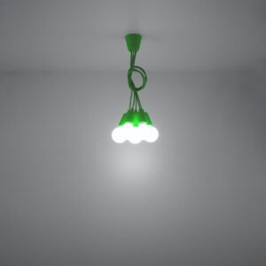 Pendant Lamp Diego 5 Green Multi Pendants Great Lighting UK Ltd