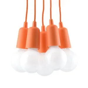 Diego Pendant Light - 5 Light / Orange Coloured Lights Fittings Great Lighting UK Ltd