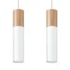 Pendant Lamp Pablo Two Light Natural Wood / White Scandi Style Lighting Great Lighting UK Ltd