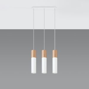 Pendant Lamp Pablo 3 Natural Wood / White Multi Pendants Great Lighting UK Ltd