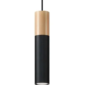 Pendant Lamp Pablo Natural Wood / Black Minimalist Lighting Great Lighting UK Ltd