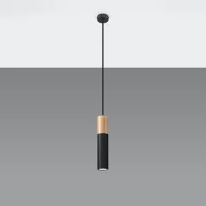 Pendant Lamp Pablo Natural Wood / Black Minimalist Ceiling Lights Great Lighting UK Ltd