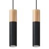 Pendant Lamp Pablo 2 Natural Wood / Black Multi Pendants Great Lighting UK Ltd