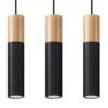 Pendant Lamp Pablo 3 Natural Wood / Black Multi Pendants Great Lighting UK Ltd