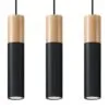Pendant Lamp Pablo Three Light Natural Wood / Black Black Pendant Lights Great Lighting UK Ltd