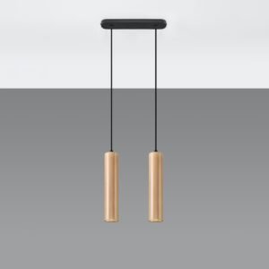 Pendant Lamp Lino Two Light Wood Scandi Style Lighting Great Lighting UK Ltd