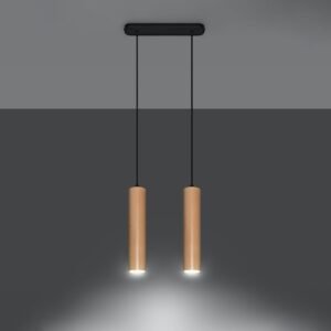 Pendant Lamp Lino Two Light Wood Scandi Style Lighting Great Lighting UK Ltd
