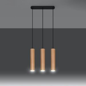 Pendant Lamp Lino Three Light Wood Scandi Style Lighting Great Lighting UK Ltd