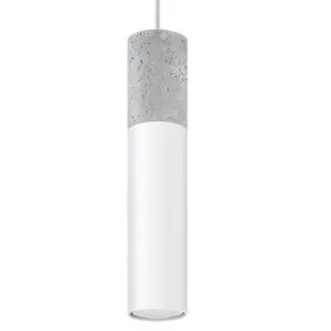 Concrete Pendant Light Borgio Single White Bedroom Cylinder Pendants Great Lighting UK Ltd