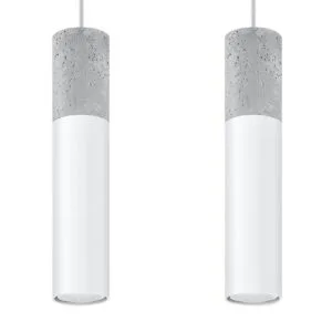 Concrete Pendant Light Borgio Two Light White Concrete Lighting Great Lighting UK Ltd