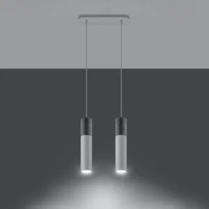 Concrete Pendant Light Borgio Two Light White Concrete Lighting Great Lighting UK Ltd