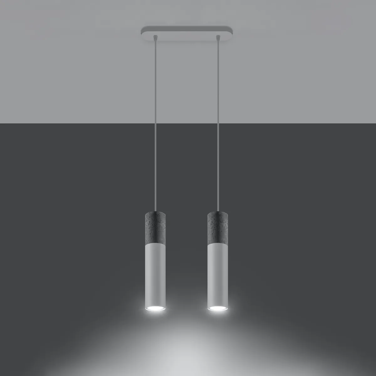 Concrete Pendant Light Borgio Two Light White Concrete Lighting Great Lighting UK Ltd