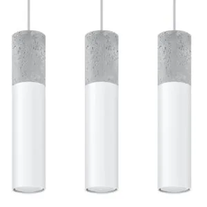 Concrete Pendant Light Borgio Three Light White Concrete Lighting Great Lighting UK Ltd