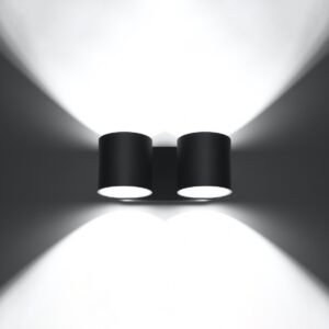 Wall Lamp Orbis 2 Black Double Wall Lights Great Lighting UK Ltd