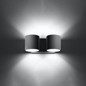 Wall Lamp Orbis 2 Grey Double Wall Lights Great Lighting UK Ltd