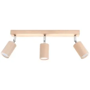 Berg Three Light Natural Wood Kitchen Ceiling Spotlight 3 Light Spotlights Great Lighting UK Ltd