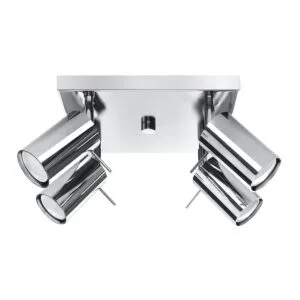 Ceiling Lamp Ring Four Light Chrome Black & Chrome Lights Great Lighting UK Ltd