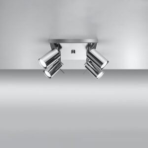 Ceiling Lamp Ring Four Light Chrome Black & Chrome Lights Great Lighting UK Ltd