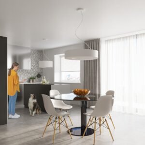 Chandelier Saturno Slim 50 White Large Shade Pendants Great Lighting UK Ltd