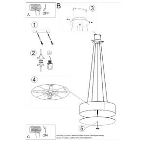 Skala 50cm Chandelier - White / B Large Shade & Drum Pendants Great Lighting UK Ltd