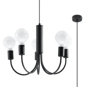 Chandelier Piccolo Five Light Black Modern Hanging Chandeliers Great Lighting UK Ltd