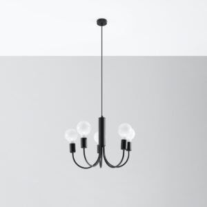 Chandelier Piccolo 5 Black Modern Hanging Chandeliers Great Lighting UK Ltd