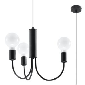 Chandelier Piccolo 3 Black Modern Hanging Chandeliers Great Lighting UK Ltd