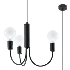 Chandelier Piccolo Three Light Black Modern Hanging Chandeliers Great Lighting UK Ltd