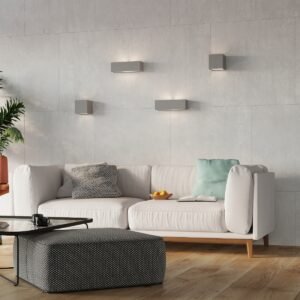 Wall Lamp Ceramic Vega Grey Box Wall Lights Great Lighting UK Ltd
