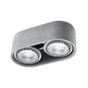 Basic Twin Ceiling Downlight - Concrete Concrete Ceiling Lights Great Lighting UK Ltd