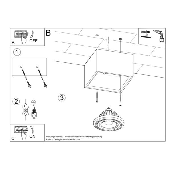 Ceiling Lamp Quatro 1 Concrete Modern Ceiling Lights Great Lighting UK Ltd