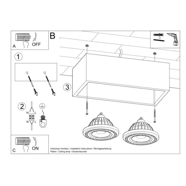 Ceiling Lamp Quatro 2 Concrete Modern Ceiling Lights Great Lighting UK Ltd