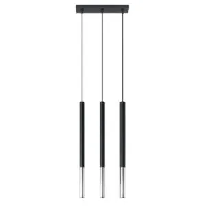 Pendant Lamp Mozaica Three Light Black / Chrome Black & Chrome Lights Great Lighting UK Ltd