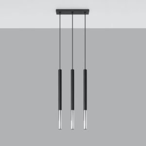 Pendant Lamp Mozaica 3l Black / Chrome Multi Pendants Great Lighting UK Ltd