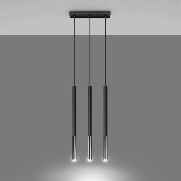 Pendant Lamp Mozaica 3l Black/chrome Modern Pendant Lights Great Lighting UK Ltd