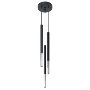 Pendant Lamp Mozaica Three Light Black / Chrome Black & Chrome Lights Great Lighting UK Ltd