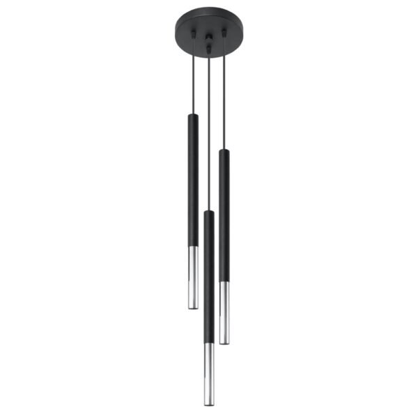Pendant Lamp Mozaica 3p Black/chrome Multi Pendants Great Lighting UK Ltd
