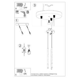 Pendant Lamp Mozaica 3p Black / Chrome Multi Pendants Great Lighting UK Ltd