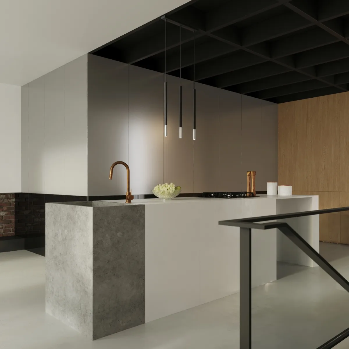 Pendant Lamp Mozaica Three Light Black / Chrome Black & Chrome Lights Great Lighting UK Ltd