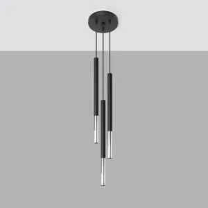 Pendant Lamp Mozaica Three Light Black / Chrome Black & Chrome Lights Great Lighting UK Ltd