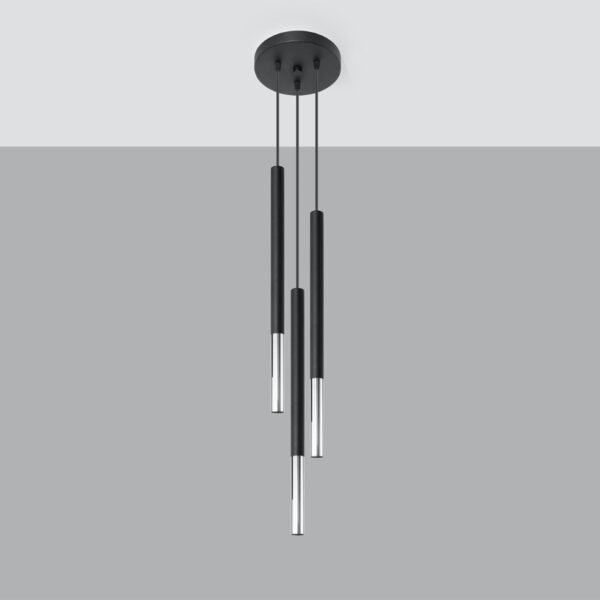 Pendant Lamp Mozaica 3p Black/chrome Multi Pendants Great Lighting UK Ltd