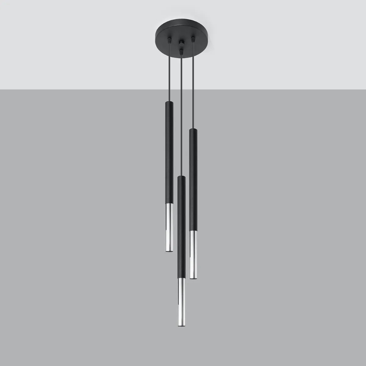 Pendant Lamp Mozaica Three Light Black / Chrome Black & Chrome Lights Great Lighting UK Ltd