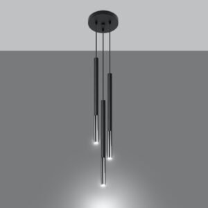 Pendant Lamp Mozaica 3p Black / Chrome Multi Pendants Great Lighting UK Ltd