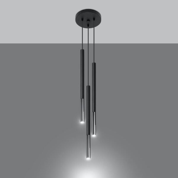 Pendant Lamp Mozaica 3p Black/chrome Multi Pendants Great Lighting UK Ltd