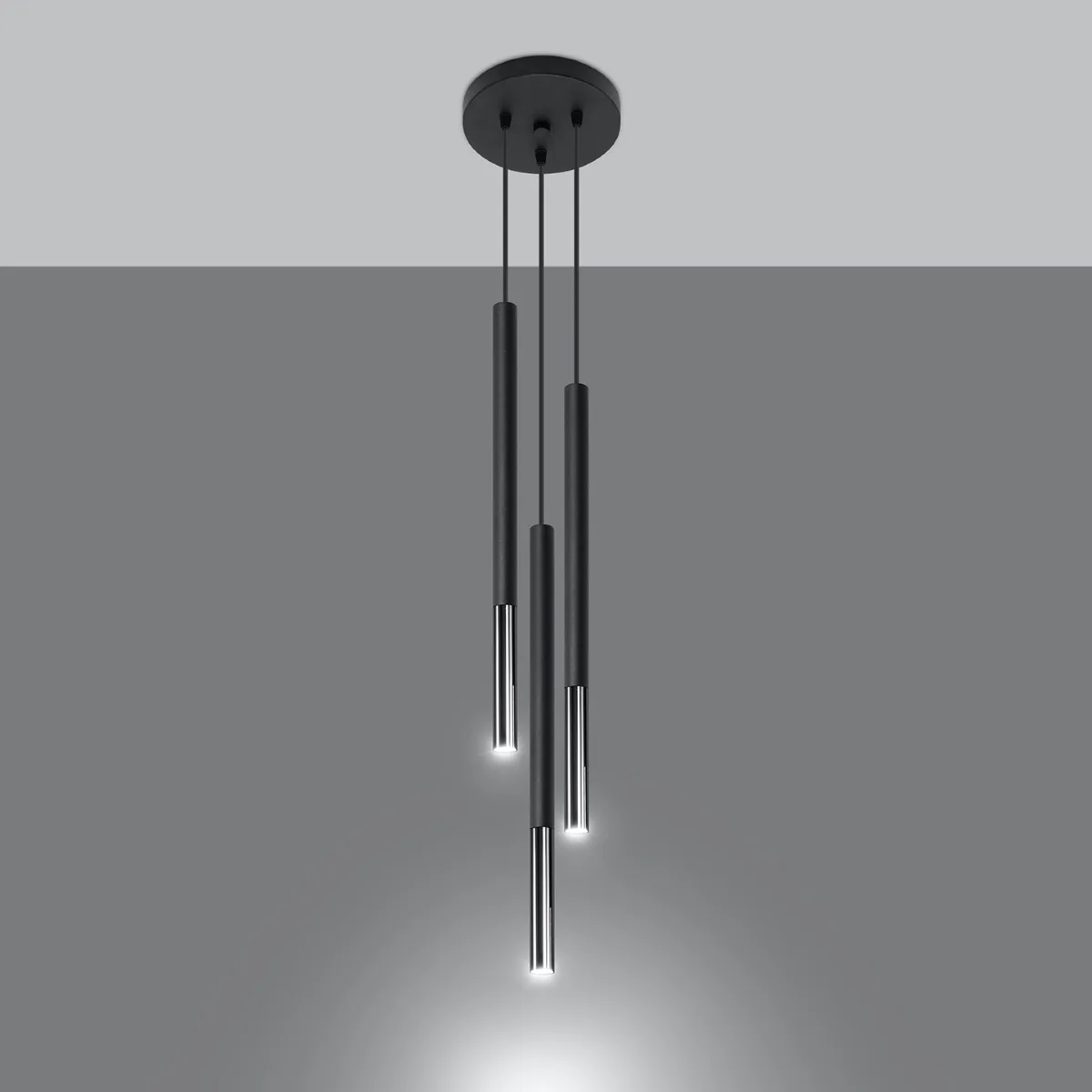Pendant Lamp Mozaica Three Light Black / Chrome Black & Chrome Lights Great Lighting UK Ltd