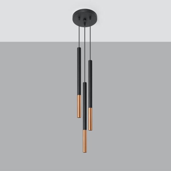 Pendant Lamp Mozaica 3p Black/copper Multi Pendants Great Lighting UK Ltd